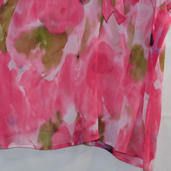 Pink Floral Light and Airy Chiffon Blouse SZ XL Jones New York - Picture 4 of 6